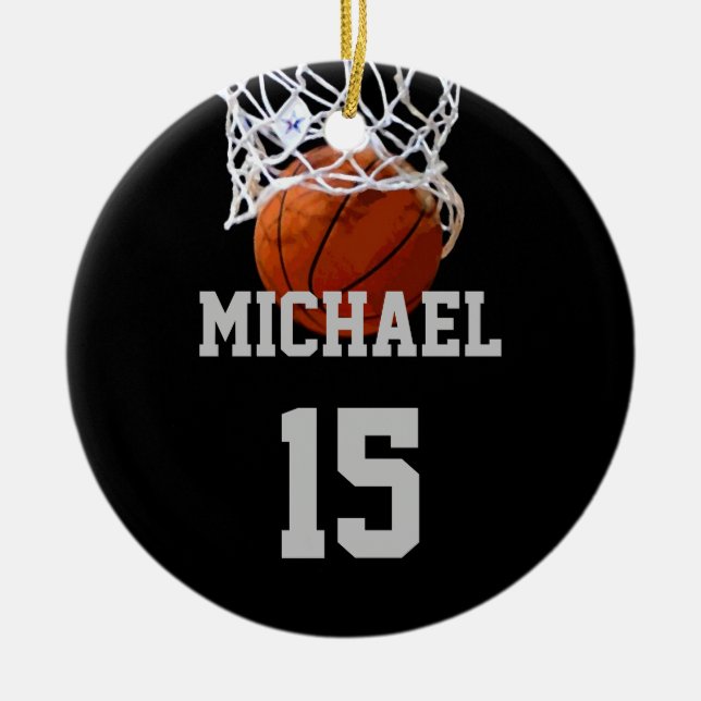 Basketball Your Name Ceramic Ornament (Front)