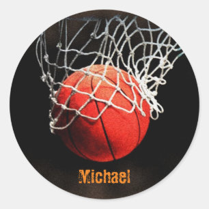 Basketball Your Name Classic Round Sticker