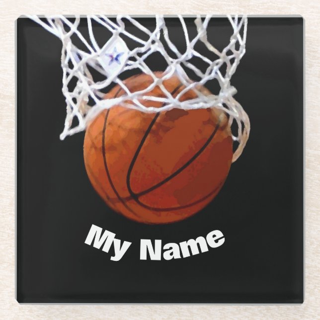 Basketball Your Name Custom Glass Coaster (Front)