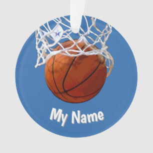 Basketball Your Name Custom Steel Blue Background Ornament