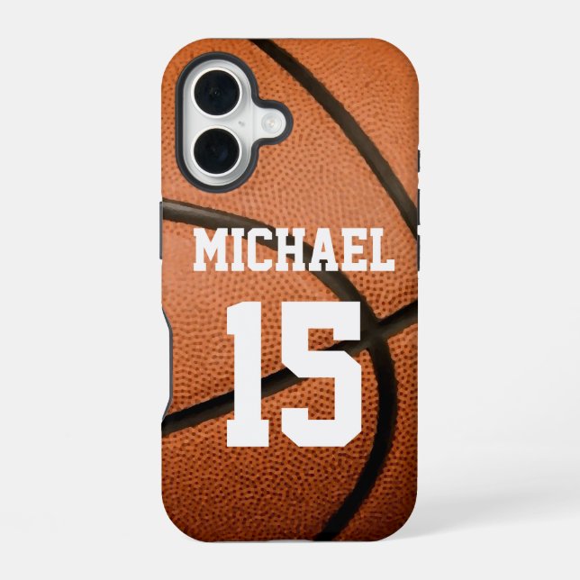 Basketball Your Name Customisable iPhone 16 Case (Back)