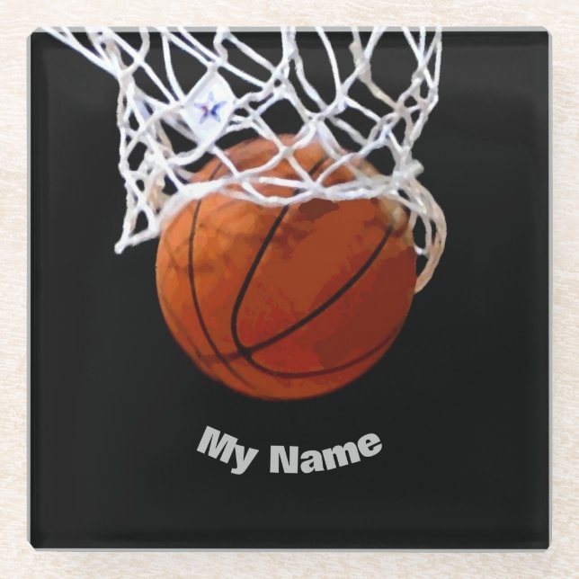 Basketball Your Name Glass Coaster (Front)