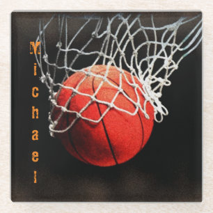 Basketball Your Name Glass Coaster