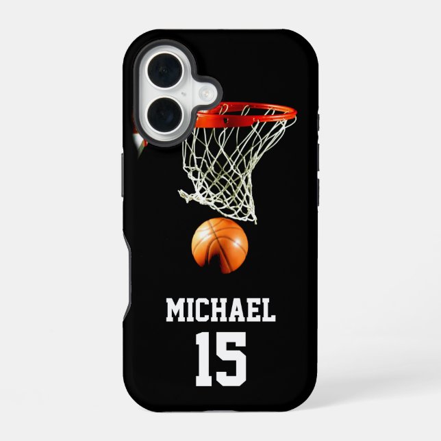 Basketball Your Name iPhone 16 Case (Back)