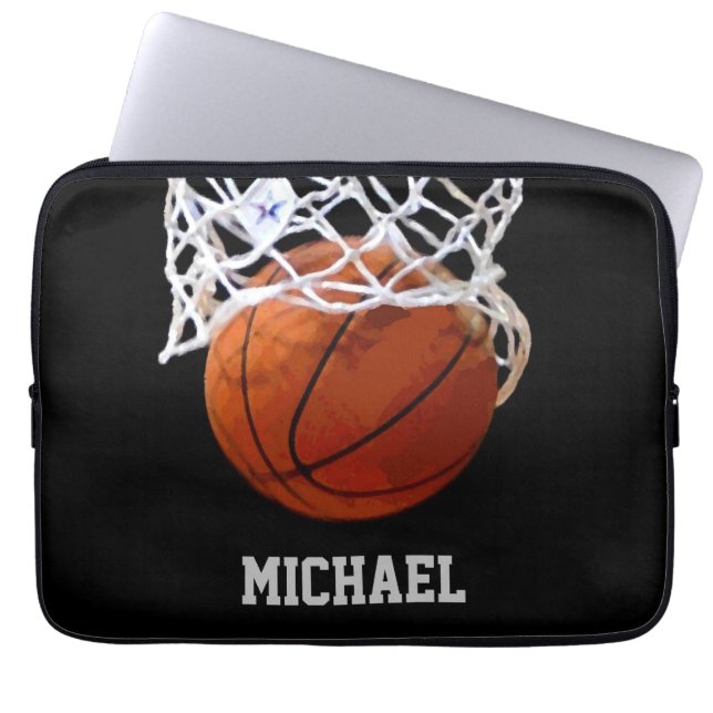 Basketball Your Name Laptop Sleeve (Front)