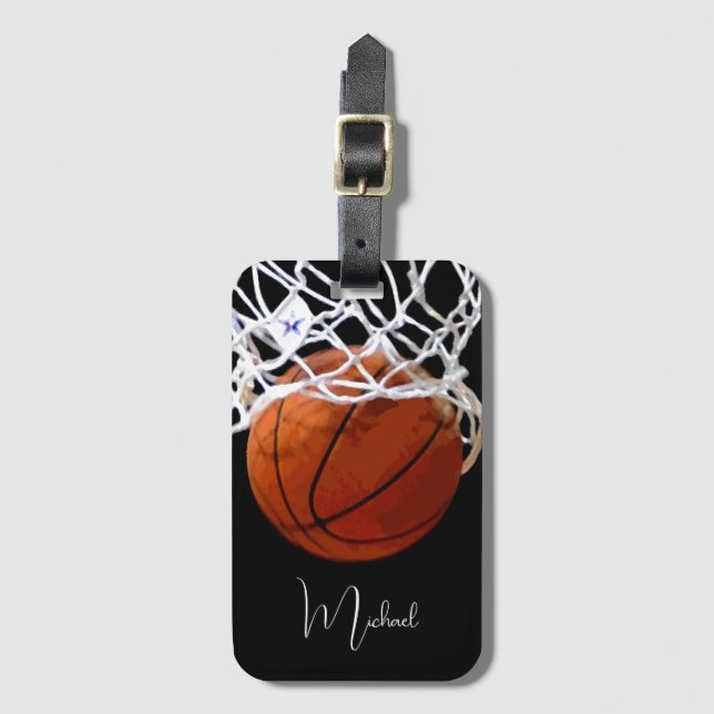 Basketball Your Name Luggage Tag (Front Vertical)