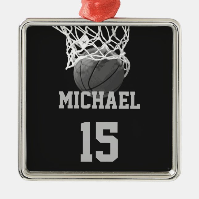 Basketball Your Name Metal Ornament (Front)