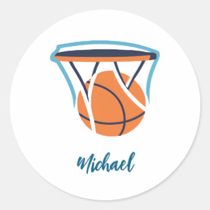 Basketball Your Name Personal  Classic Round Sticker