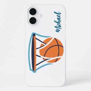 Basketball Your Name Personal iPhone 16 Plus Case