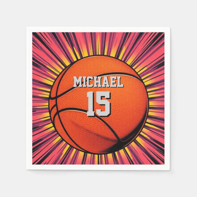 Basketball Your Name Pop Art Napkin (Front)