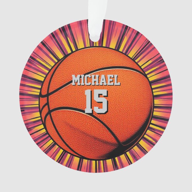 Basketball Your Name Pop Art Ornament (Front)