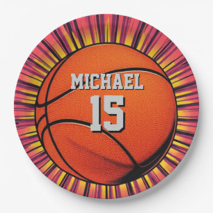 Basketball Your Name Pop Art Paper Plate