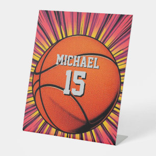 Basketball Your Name Pop Art Pedestal Sign
