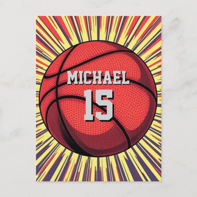 Basketball Your Name Pop Art Postcard (Front)