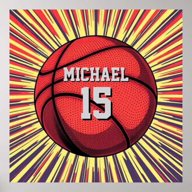Basketball Your Name Pop Art Poster (Front)