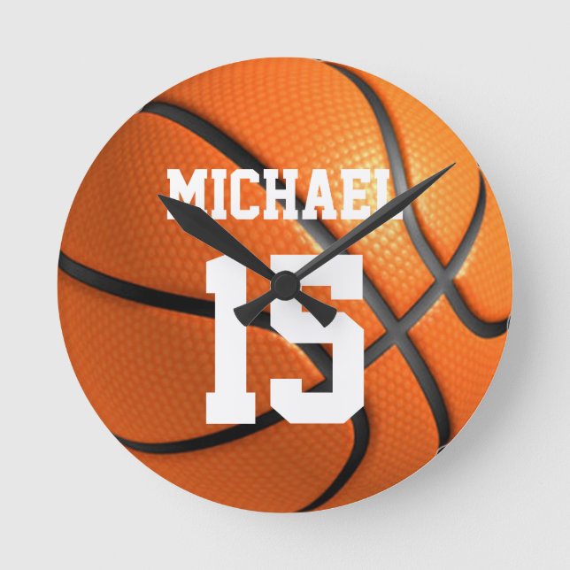 Basketball Your Name Round Clock (Front)