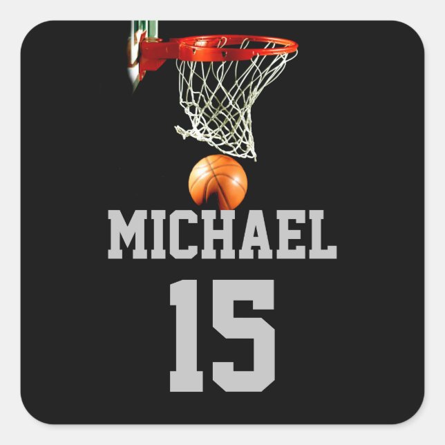 Basketball Your Name Square Sticker (Front)
