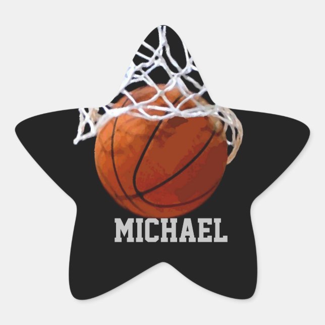 Basketball Your Name Star Sticker (Front)