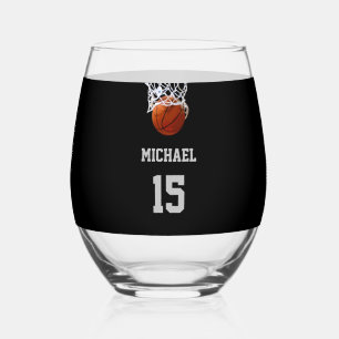 Basketball Your Name Stemless Wine Glass