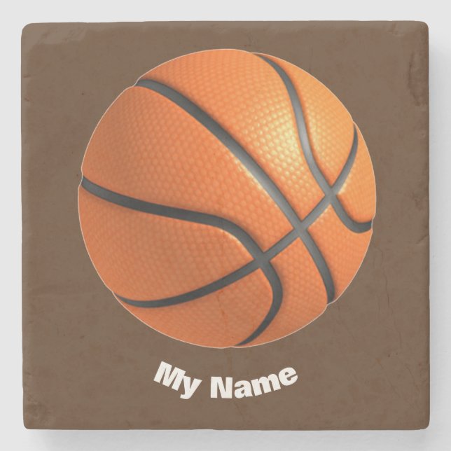 Basketball Your Name Stone Coaster (Front)