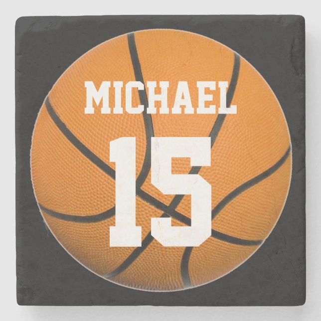 Basketball Your Name Stone Coaster (Front)