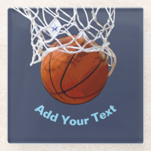 Basketball Your Name Text Message Slogan Custom Glass Coaster