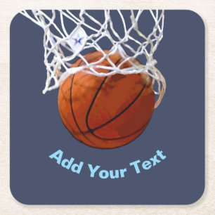 Basketball Your Name Text Message Slogan Custom Square Paper Coaster