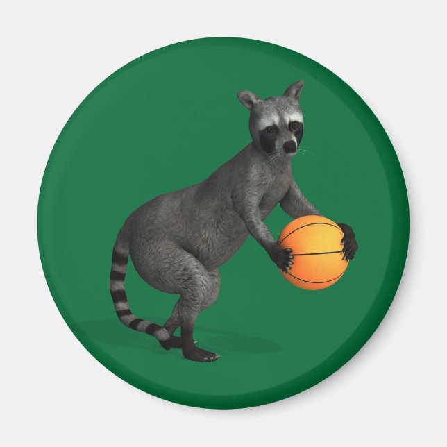 Basketballer Racoon Magnet (Front)