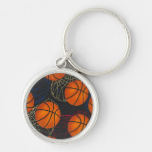 Basketballs and Hoops Keychain