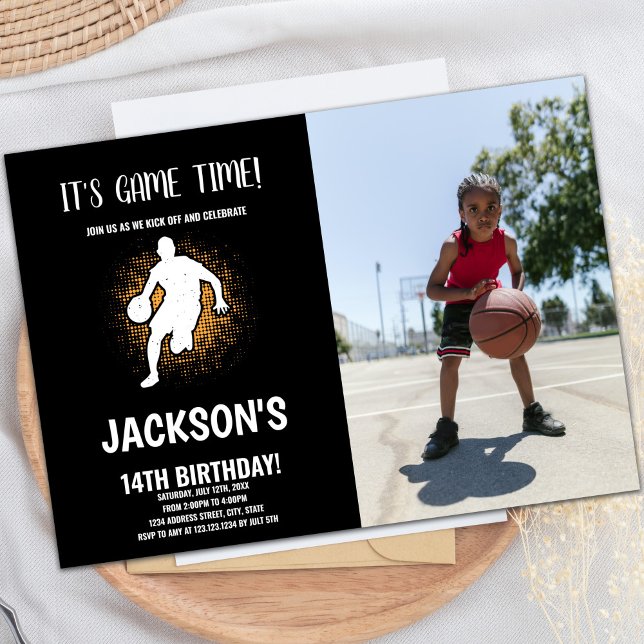Basketballs Birthday Invitation with Photo (Basketballs Invitations with photo)
