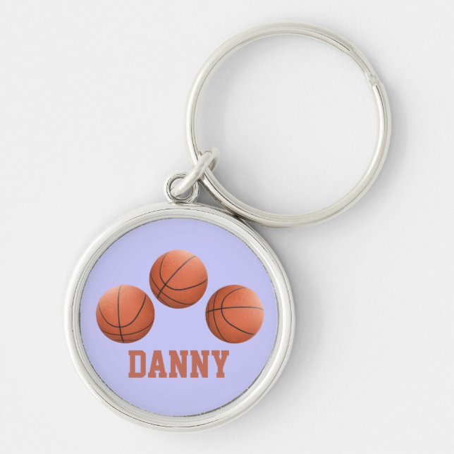 Basketballs in the Air Personalized Key Ring (Front)