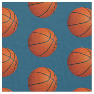 basketballs on blue or any colour sports pattern fabric