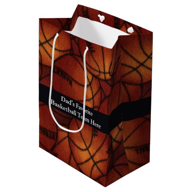 Basketballs on Flannel Medium Gift Bag (Front Angled)