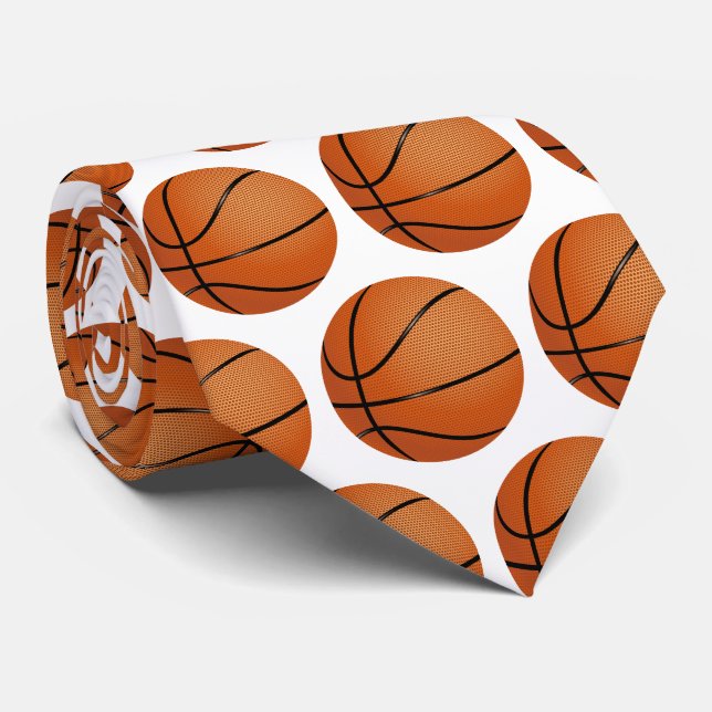 Basketballs Pattern | Sport Gifts Tie (Rolled)