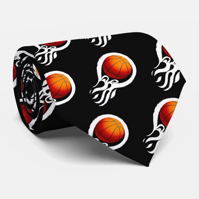 Basketballs Pattern | Sport Gifts Tie (Rolled)