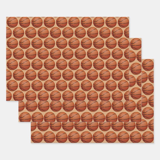 Basketballs Sport Design Wrapping Paper Sets (Set)