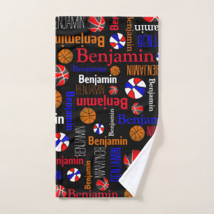 Basketballs sports red blue black orange custom hand towel