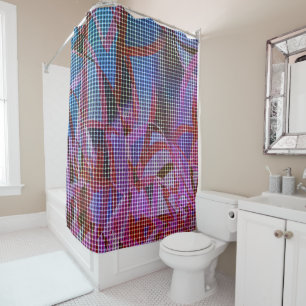 Baskets style on tones of dark pink, lilac, purple shower curtain