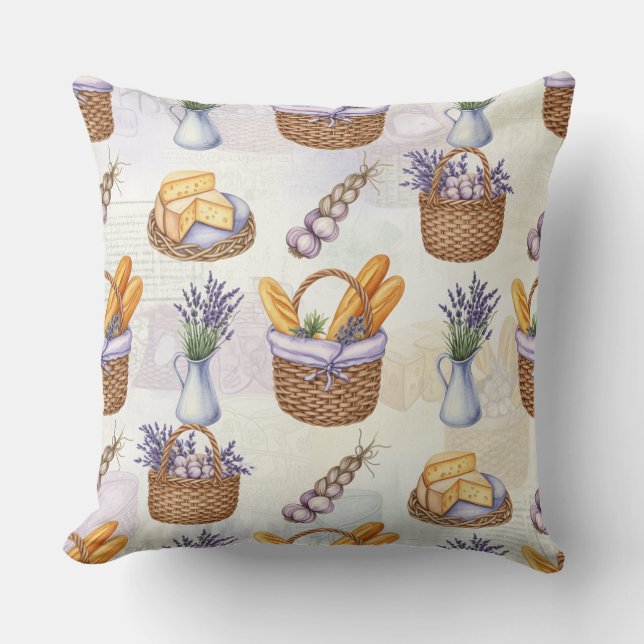  Baskets with Bread and Cheese by Natasha Us   Cushion (Front)