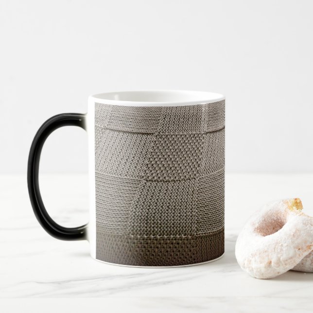 Basketweave Patchwork Knit by Shirley Taylor Magic Mug (With Donut)