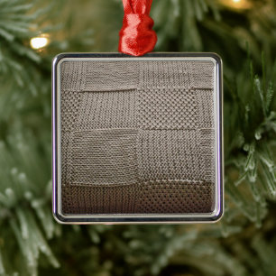 Basketweave Patchwork Knit by Shirley Taylor Metal Ornament