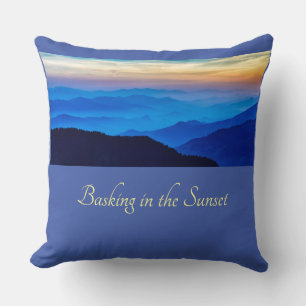 Basking in the Sunset Cornflower Blue Background Cushion
