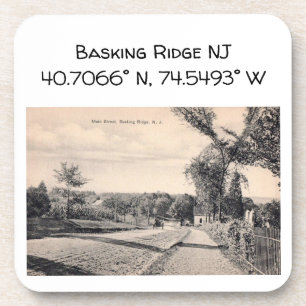 Basking Ridge NJ Map Coordinate 1906 Vintage Style Coaster