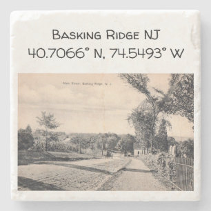 Basking Ridge NJ Map Coordinate 1906 Vintage Style Stone Coaster
