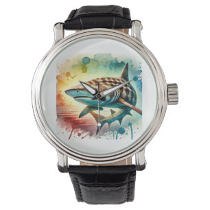 Basking Shark 080824AREF109 - Watercolor Watch