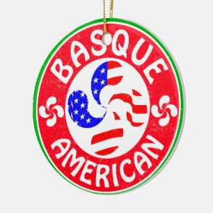 Basque American Euskara Lauburu Cross Ceramic Tree Decoration