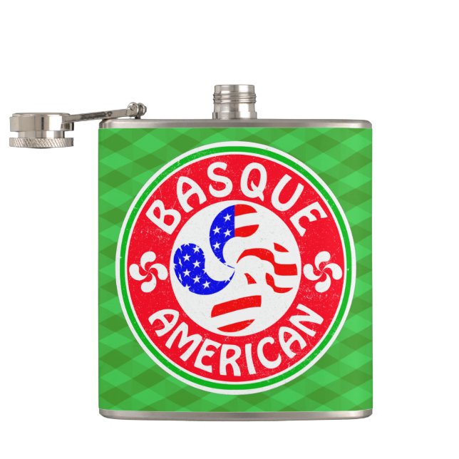 Basque American Euskara Lauburu Cross Flask (Opened)