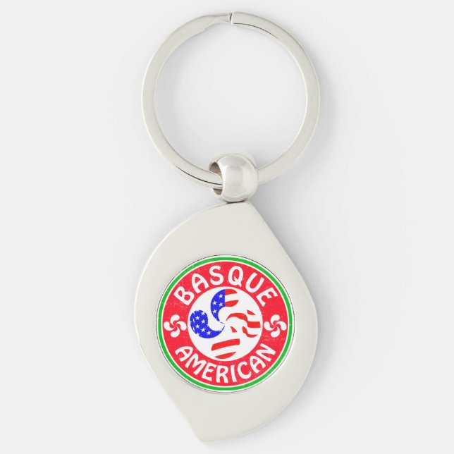 Basque American Euskara Lauburu Cross Key Ring (Front)