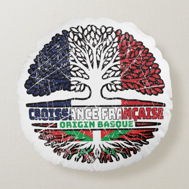 Basque Country Basque French France Tree Roots Round Cushion (Front)