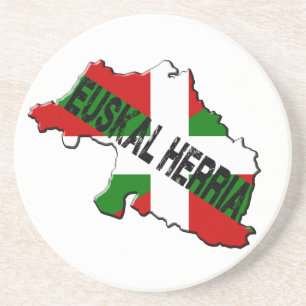 Basque country map plus euskal herria flag coaster
